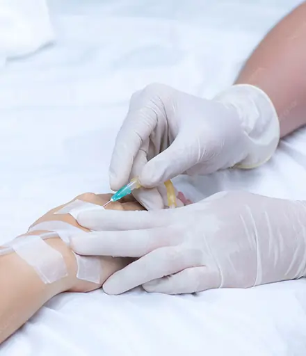 Patient receiving chemotherapy injection